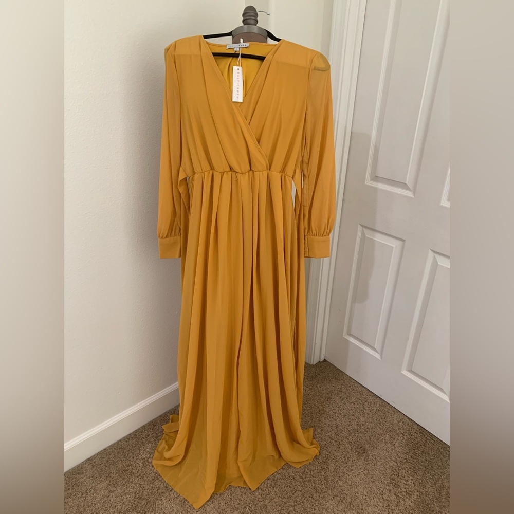 Baltic Born Golden Mustard Yellow Wrap Dress